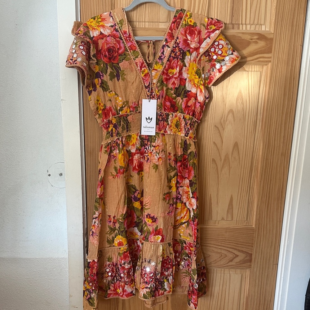 Floral Mini Dress with Ruffle Sleeves